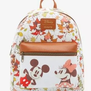 Loungefly Mickey Minnie Fall Leaves Mini Backpack